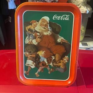 Coca Cola Red and Green Holiday Decor Tray